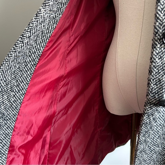 Express Y2k Black White Wool Blend Herringbone Coat Womens S - Picture 9 of 12